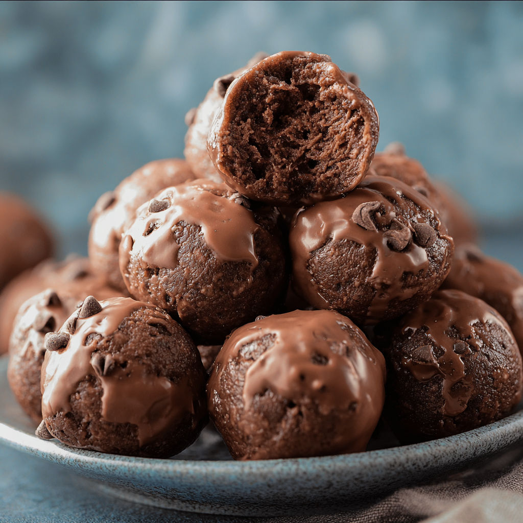 A plate of chocolate covered brownies.