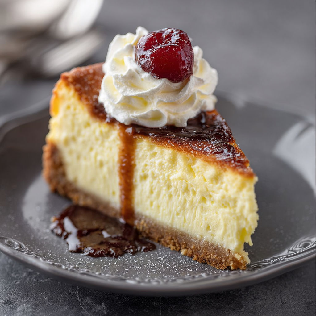 A slice of cheesecake with a cherry on top.
