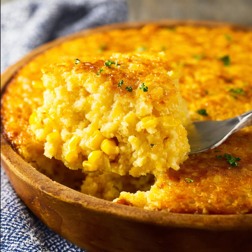 A piece of corn bread with a fork in it.