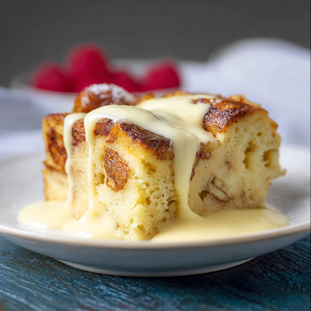 A slice of cake with icing on a plate.