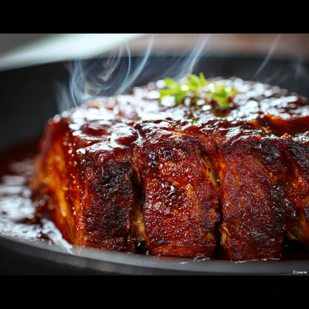A close up of a piece of meat with smoke coming from it.