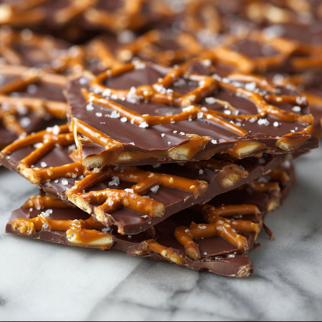 A close up of a chocolate covered pretzel.