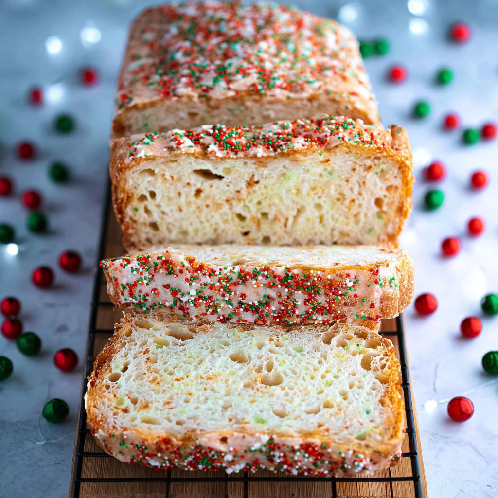 A loaf of bread with sprinkles on top.