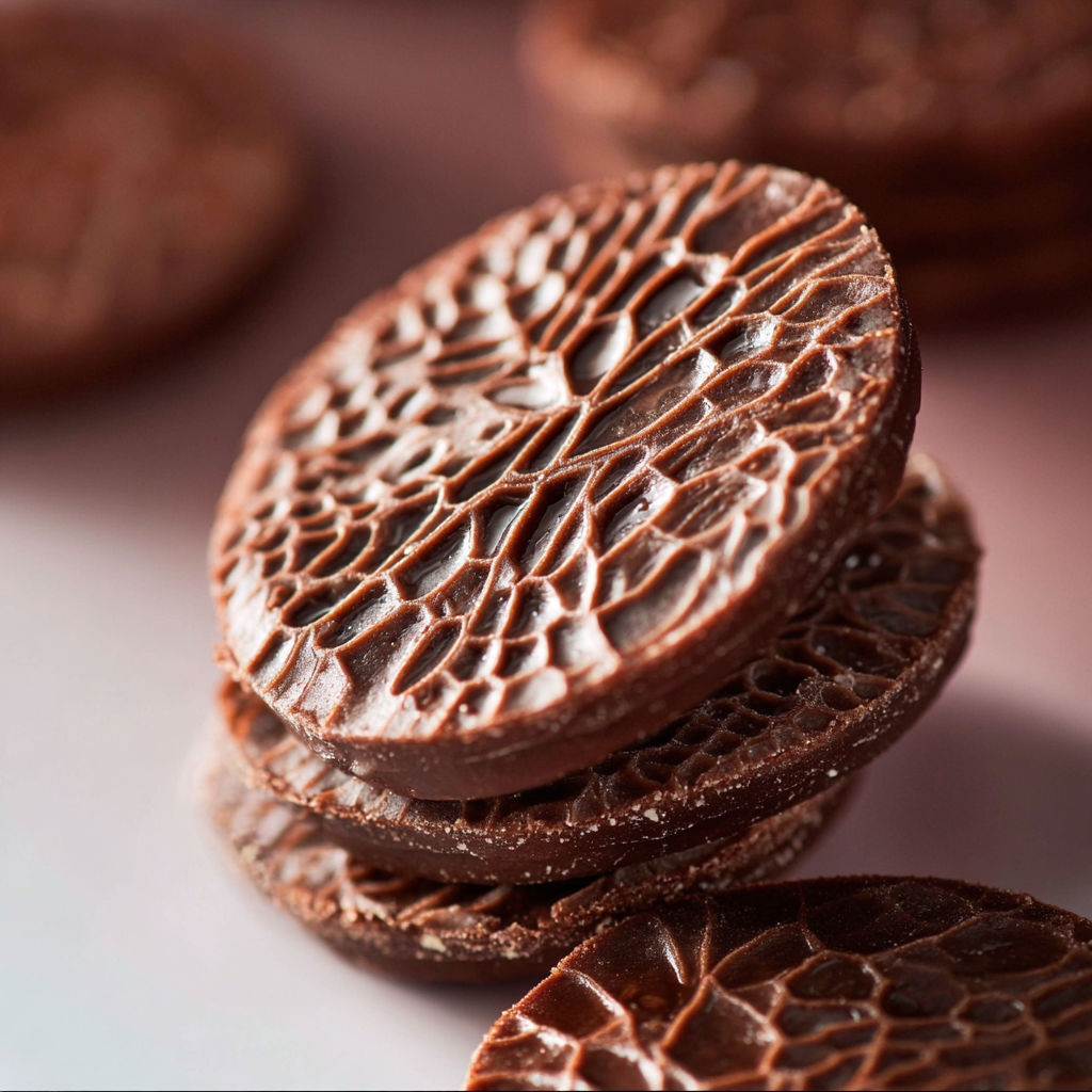 A stack of chocolate rounds.