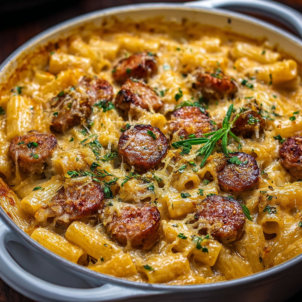 A skillet of Cajun Sausage Pasta.