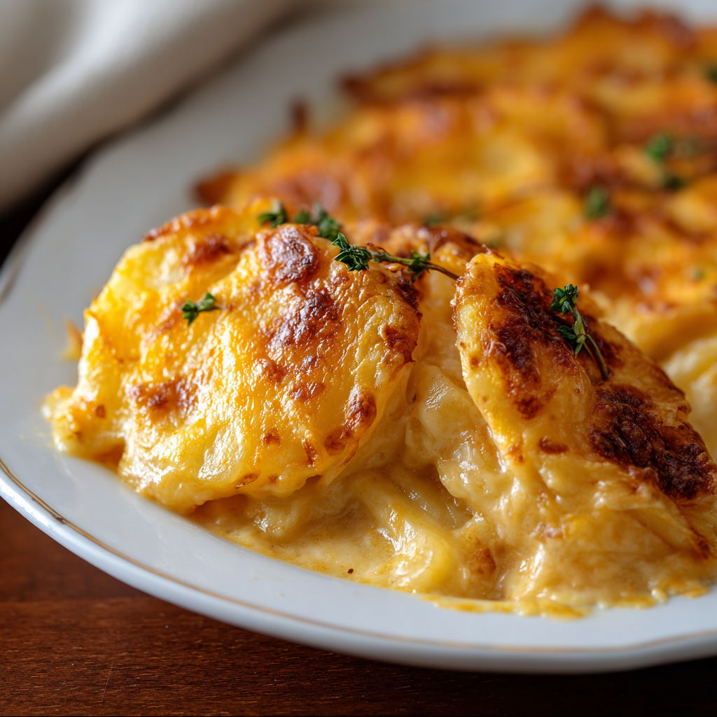 A white plate with a cheesy dish on it.