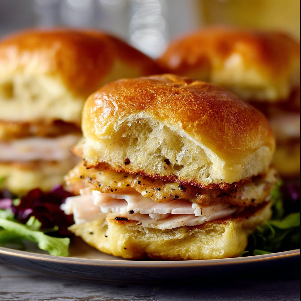 Two sandwiches with meat and lettuce on a plate.