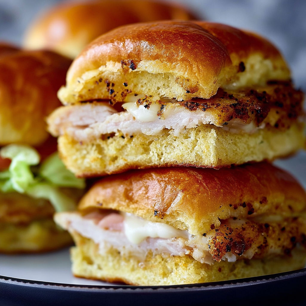 A stack of sandwiches with meat and cheese.