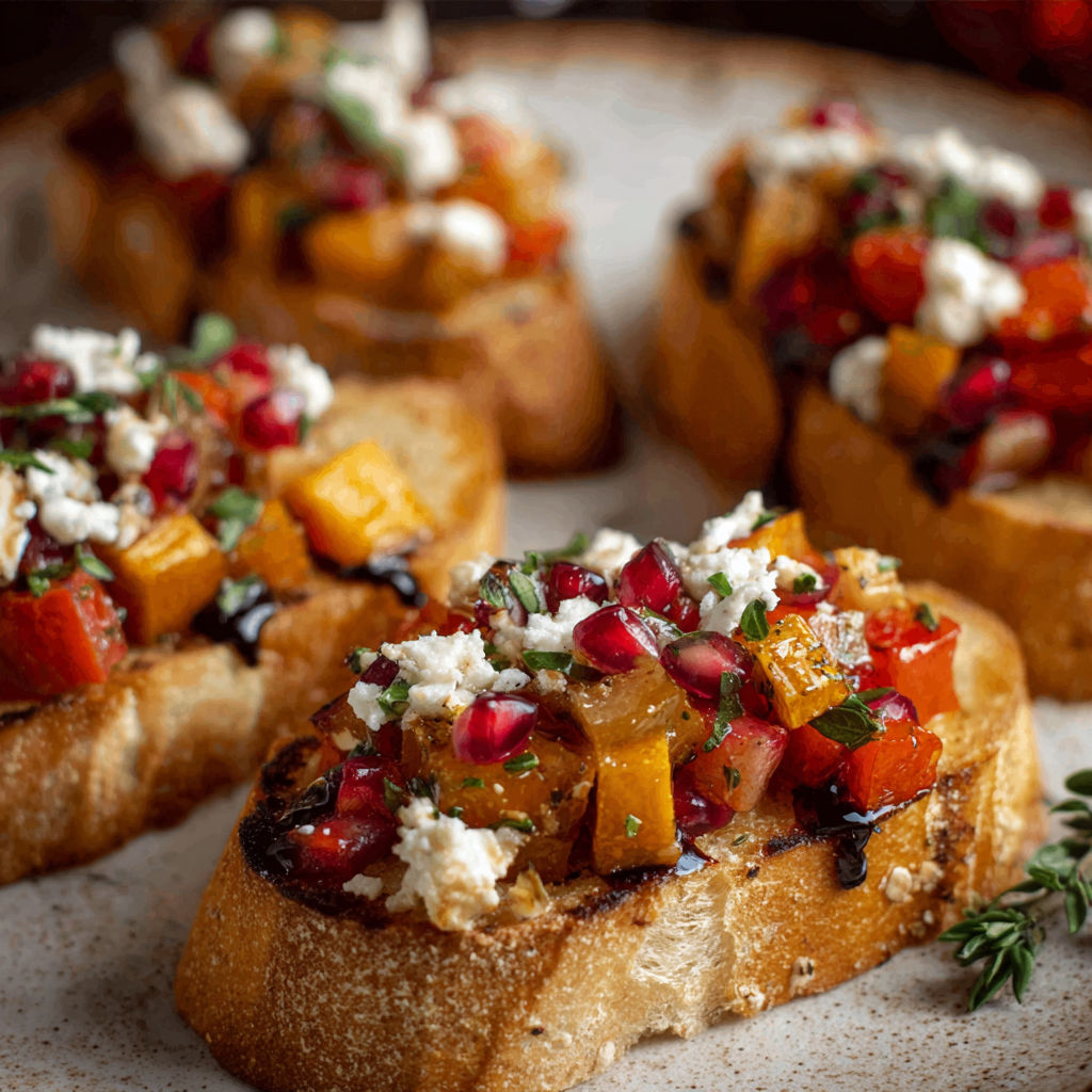 A plate of toast with toppings.