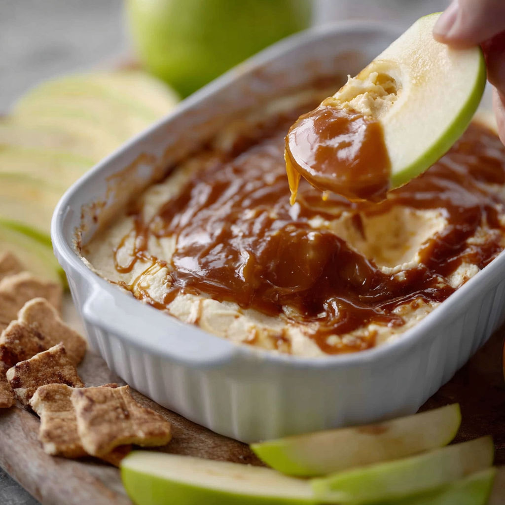 A person is scooping a sauce from a bowl.