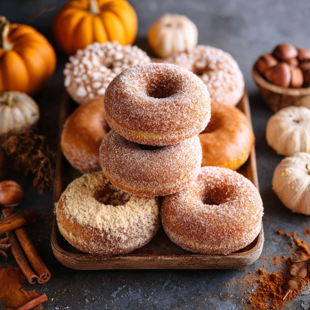 Pumpkin Cheesecake Brioche Doughnuts.