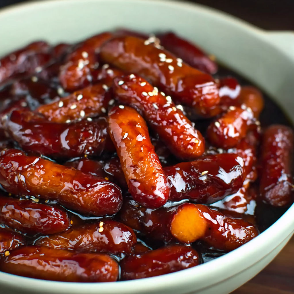 A bowl of food with a brown sauce.