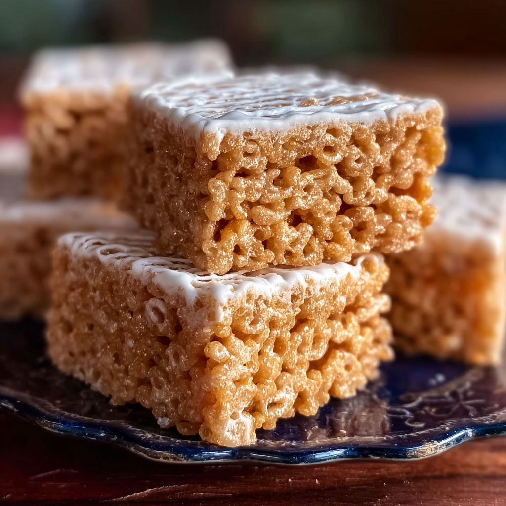 A plate of rice krispie treats.