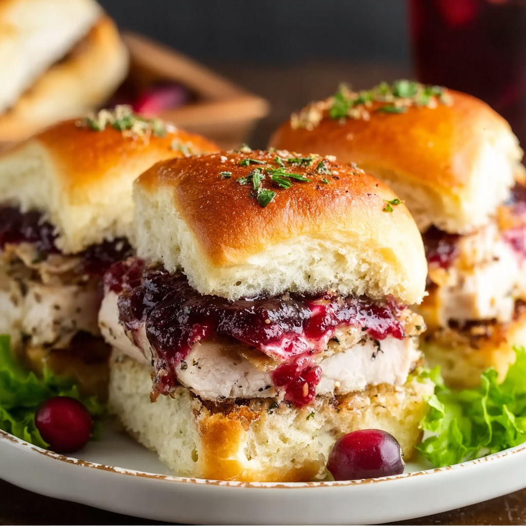 Two sandwiches with meat and jelly on a plate.