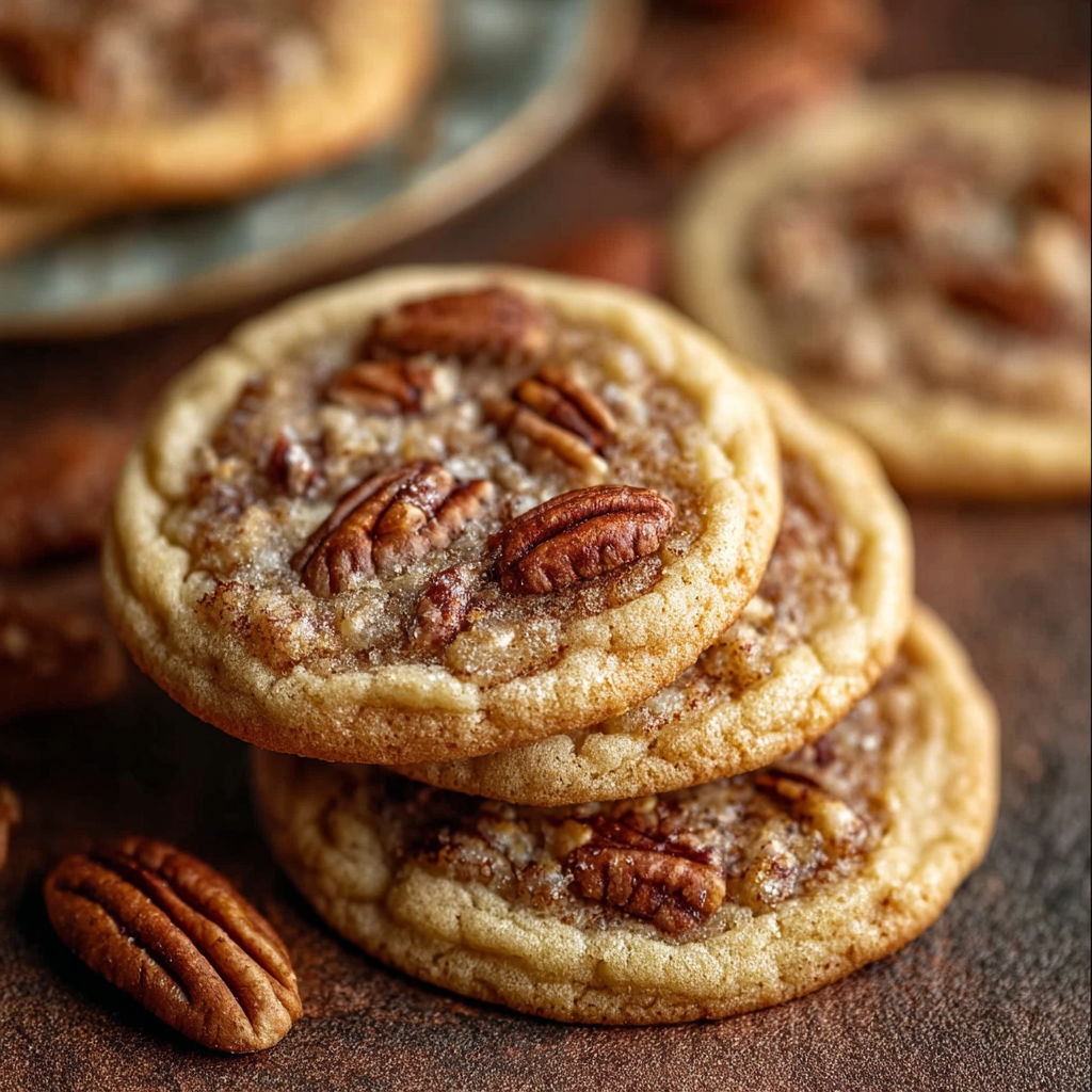 A stack of pecan pie cookies.