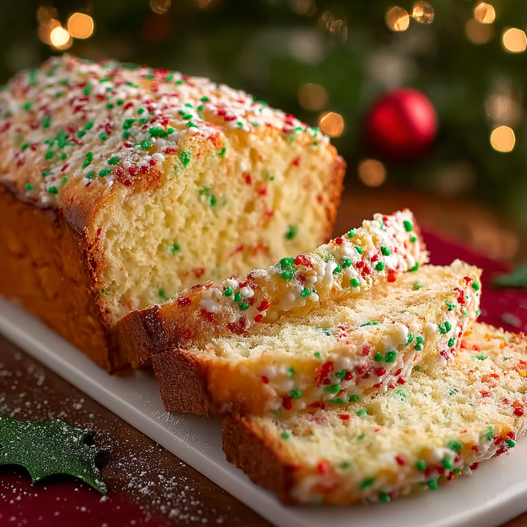 A slice of Christmas sprinkle buttermilk bread.