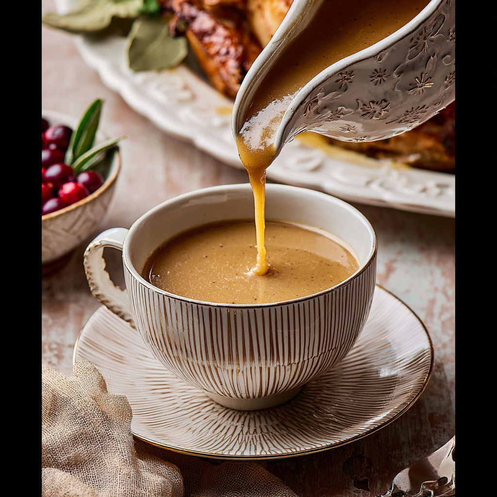 A person pouring a cup of soup.
