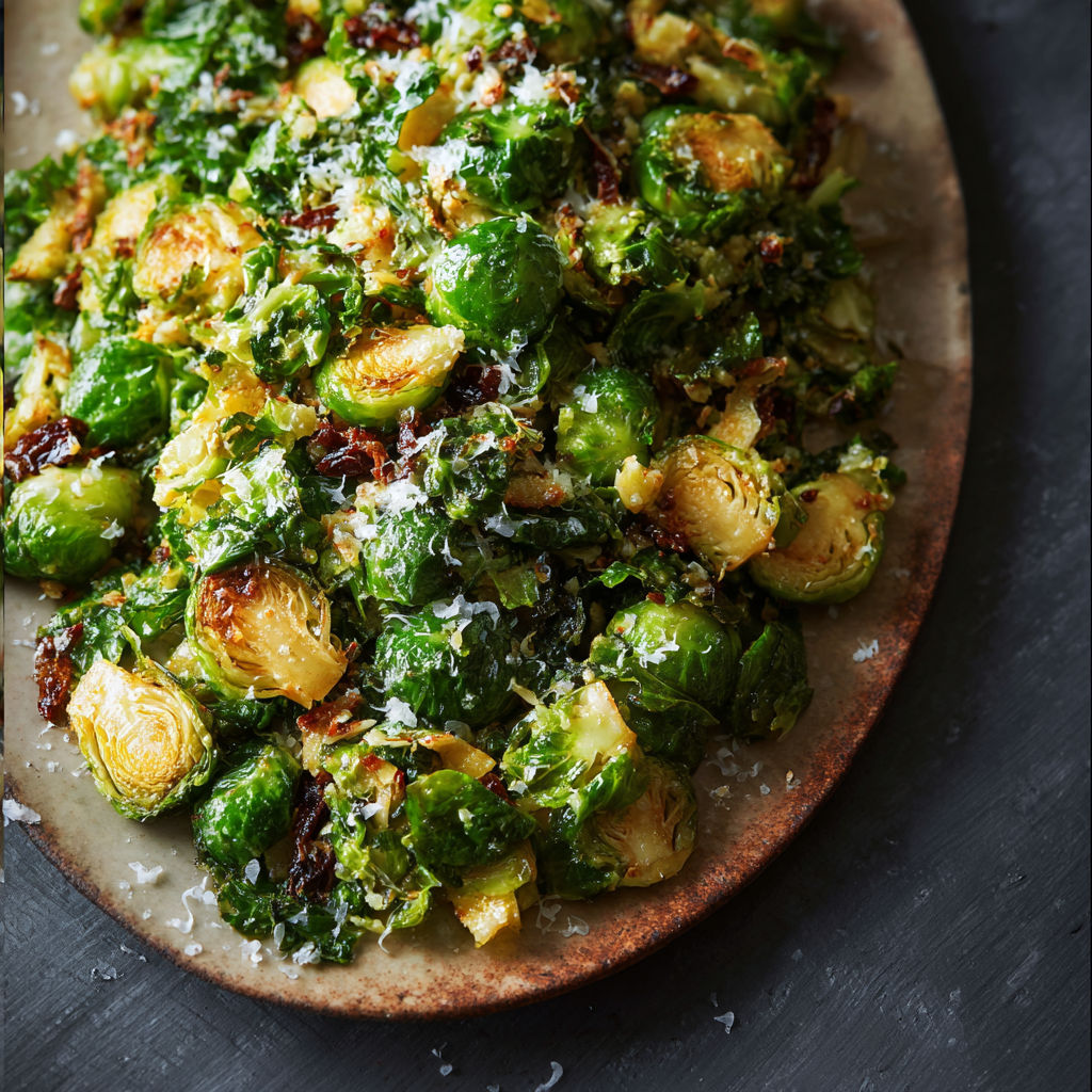 A plate of smashed brussels sprouts.