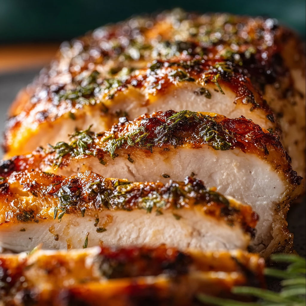 A close up of a roasted turkey breast.
