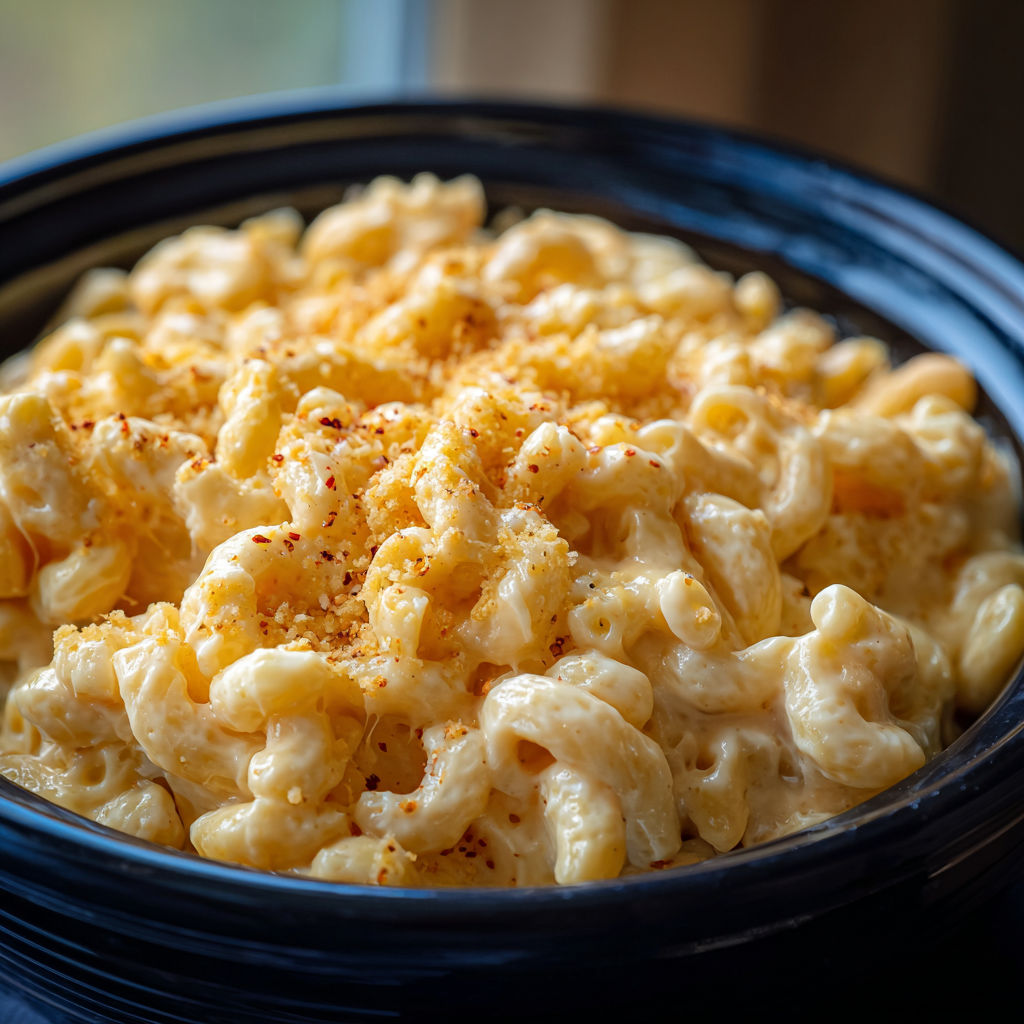 A bowl of mac and cheese.
