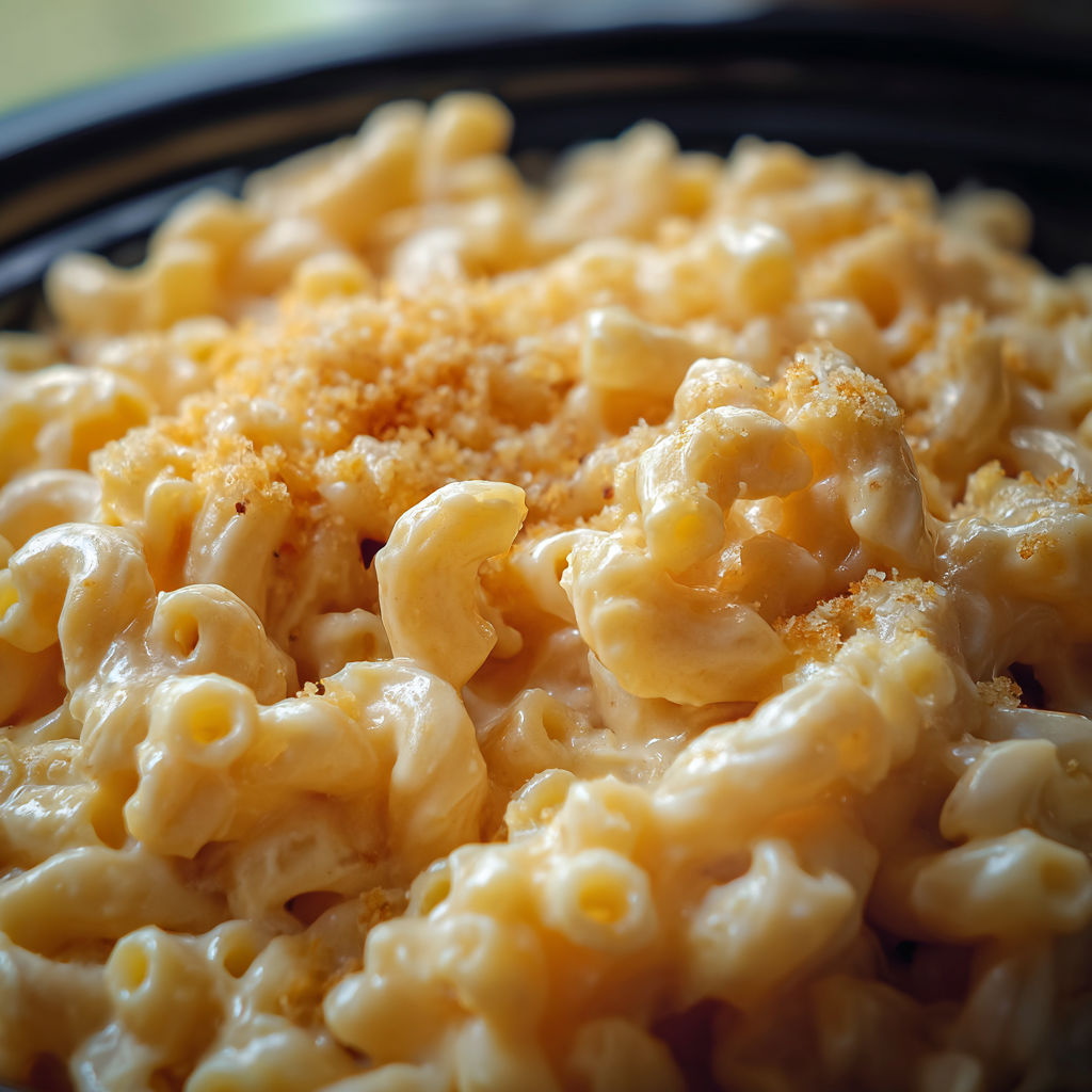 A close up of a bowl of macaroni and cheese.