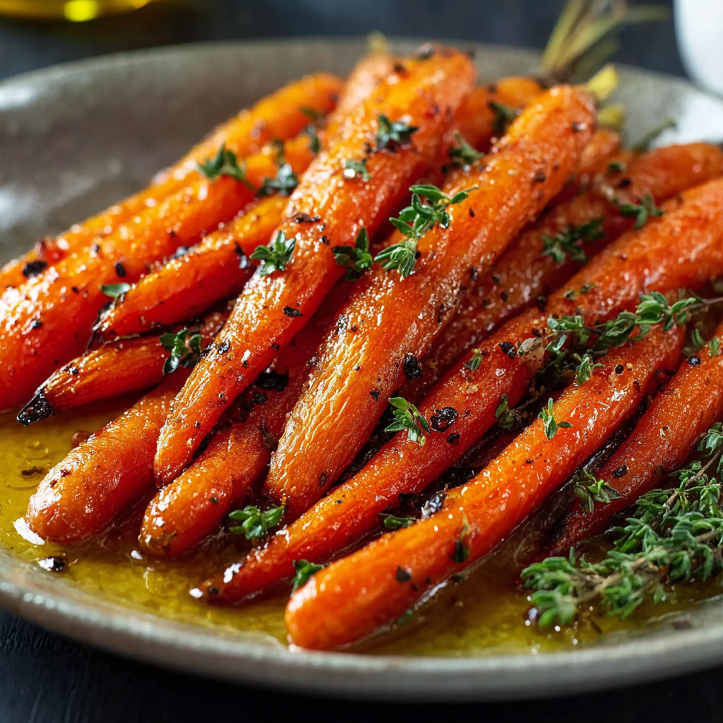 A plate of carrots with honey butter glaze.