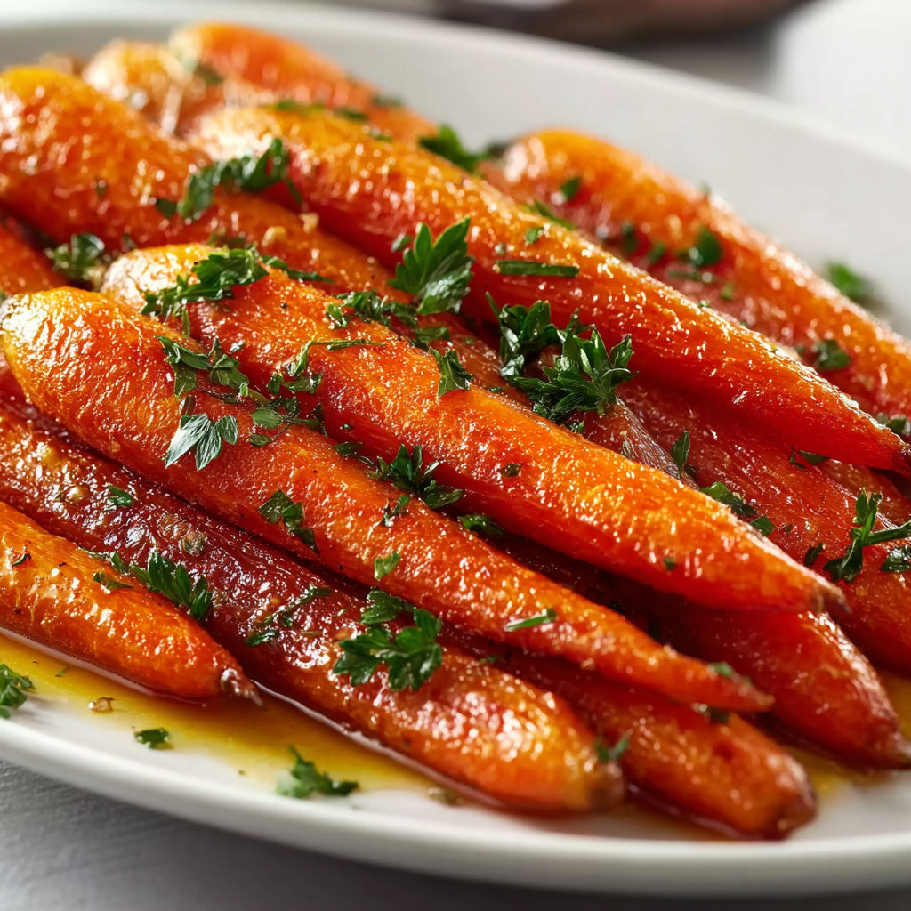 A plate of carrots with honey butter glaze.