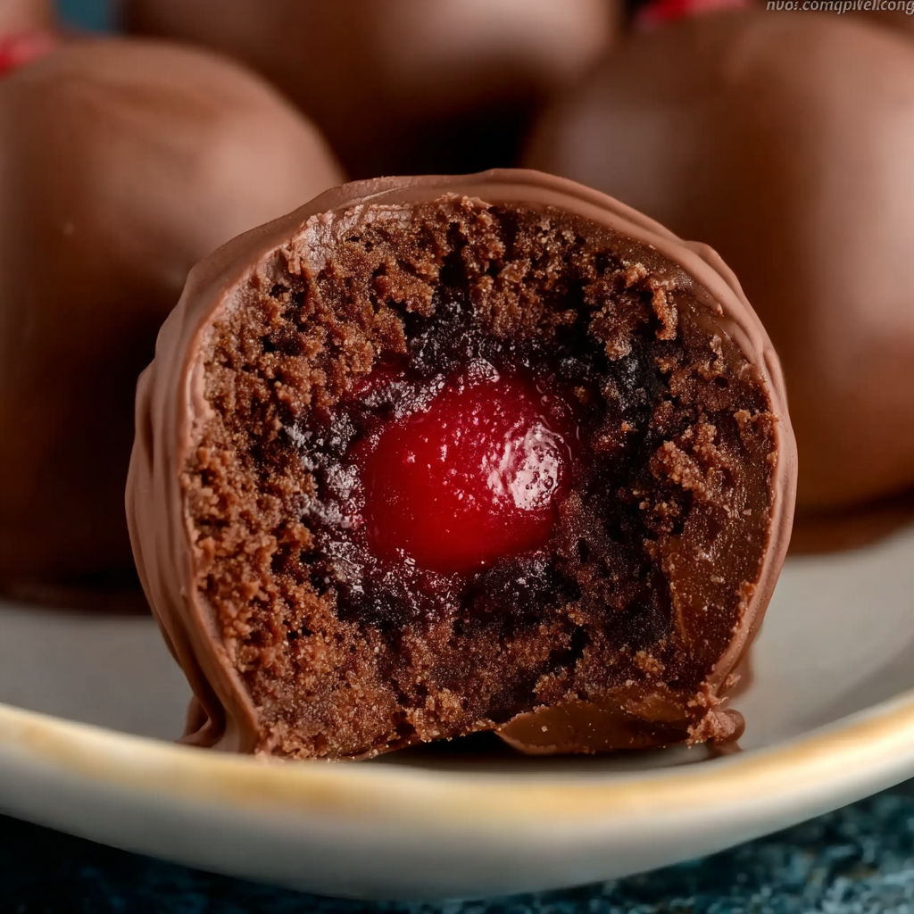 A chocolate covered cherry brownie bomb.