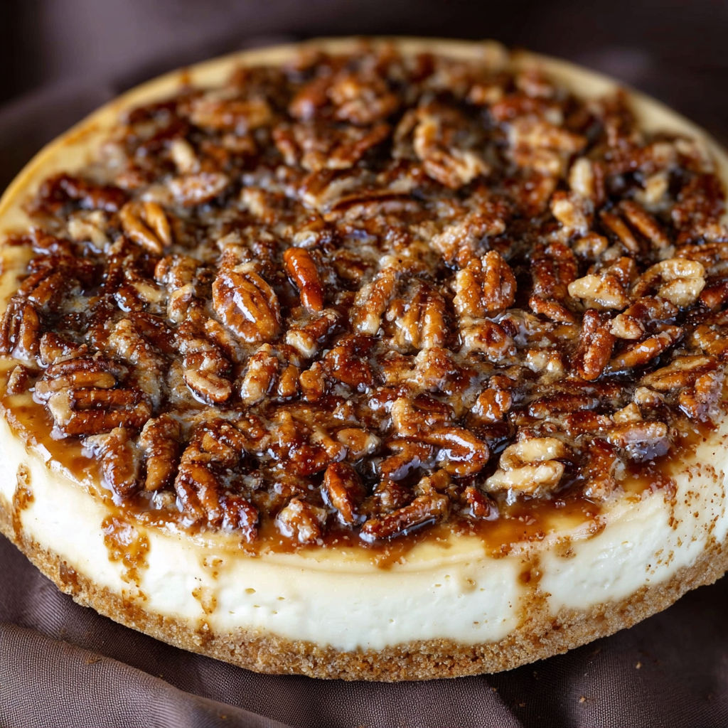 A slice of pecan pie with a caramel sauce.
