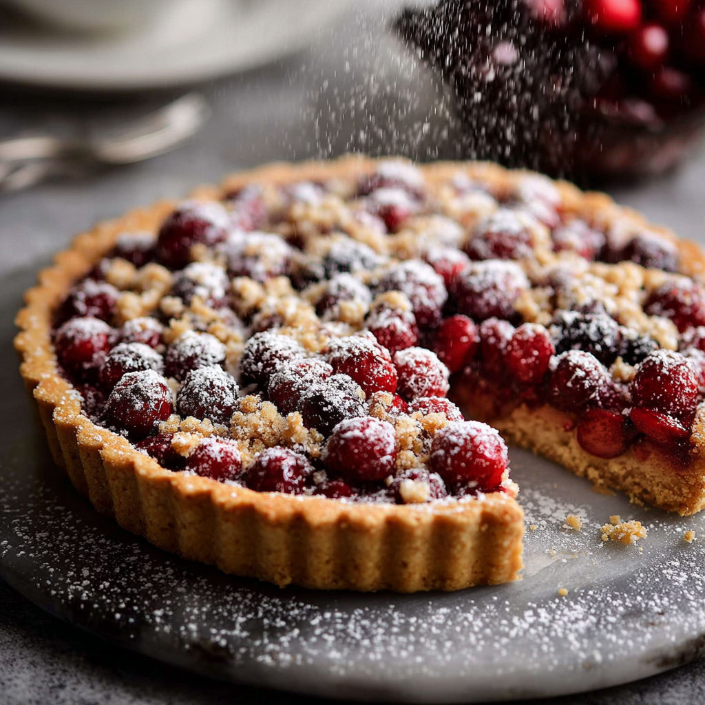 A slice of cranberry tart.