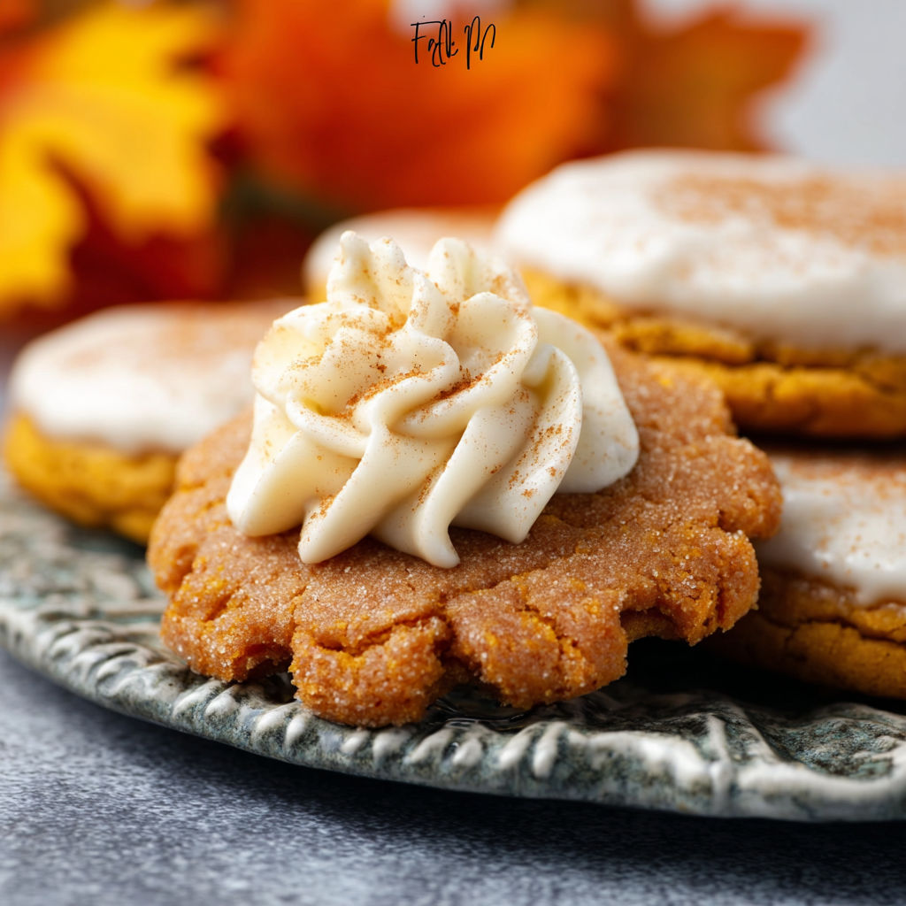 Pumpkin Pie Cookies with whipped cream.