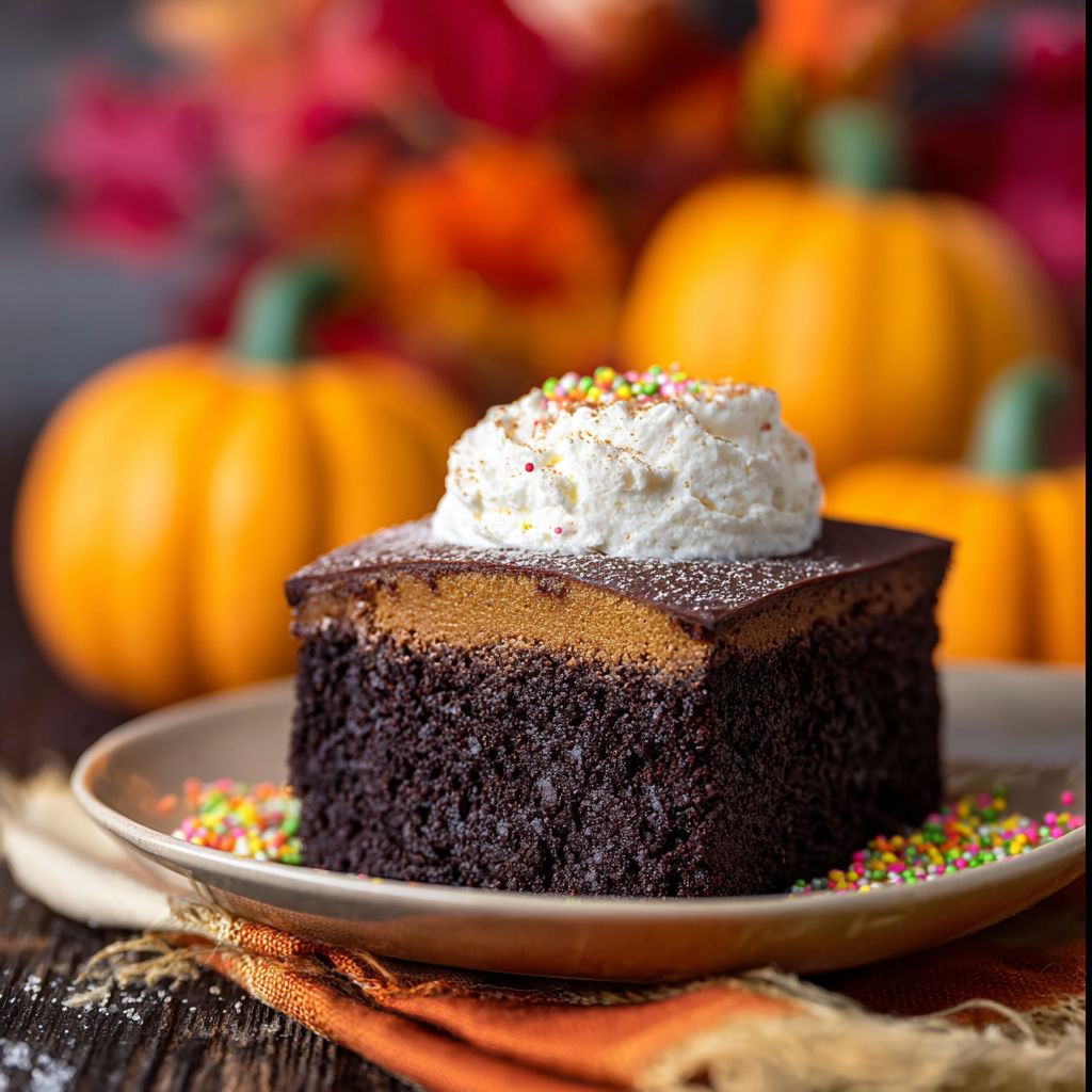 A slice of chocolate cake with white frosting and sprinkles.