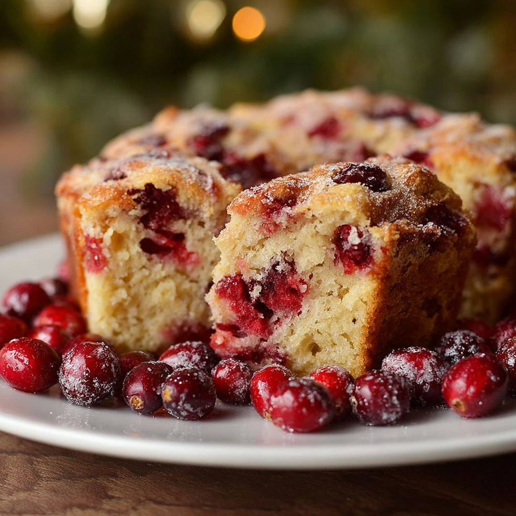 A slice of cranberry Christmas cake.