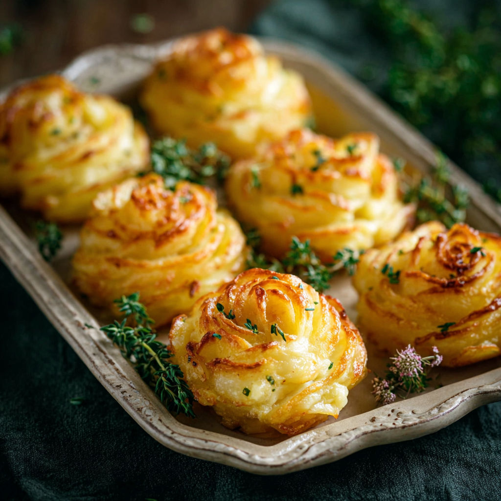 A plate of Duchess potatoes.