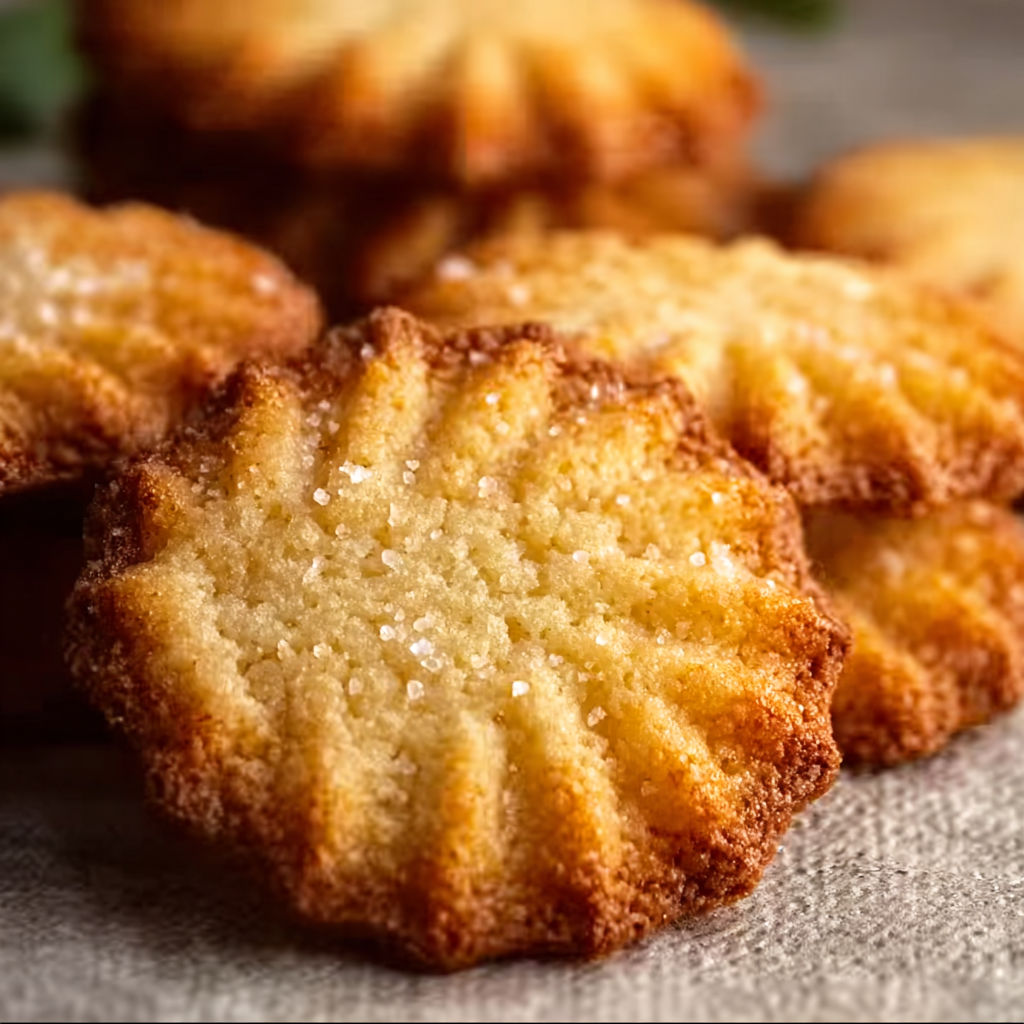 A close up of a cookie with sugar on top.