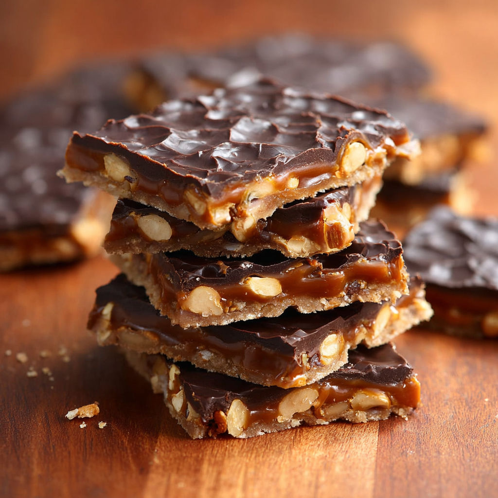 A stack of chocolate and peanut butter bars.