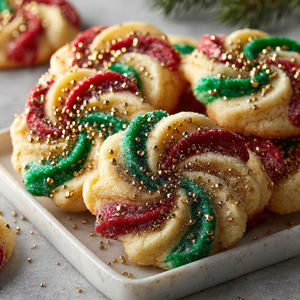 Twisted Christmas cookies on a plate.