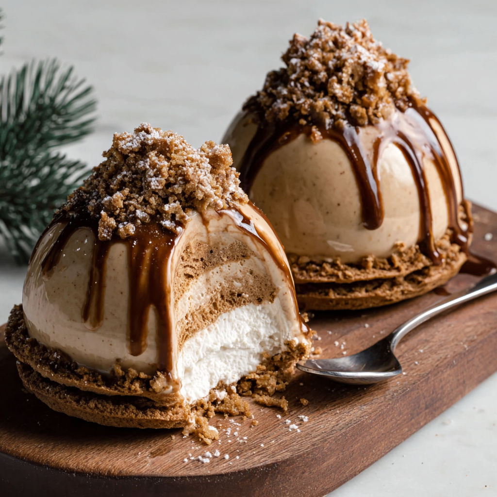 Two desserts with chocolate drizzle and nuts.