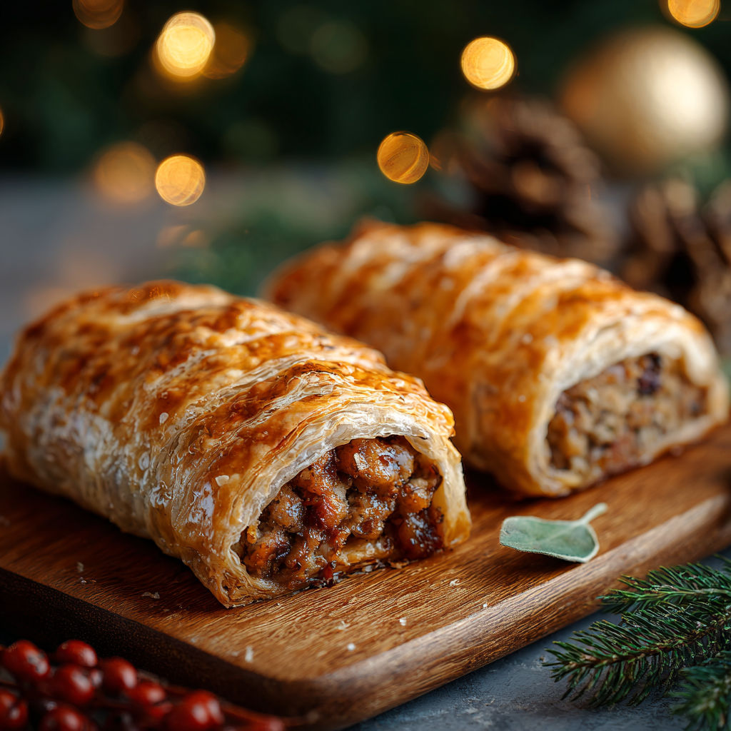 A pastry with meat and cheese inside.