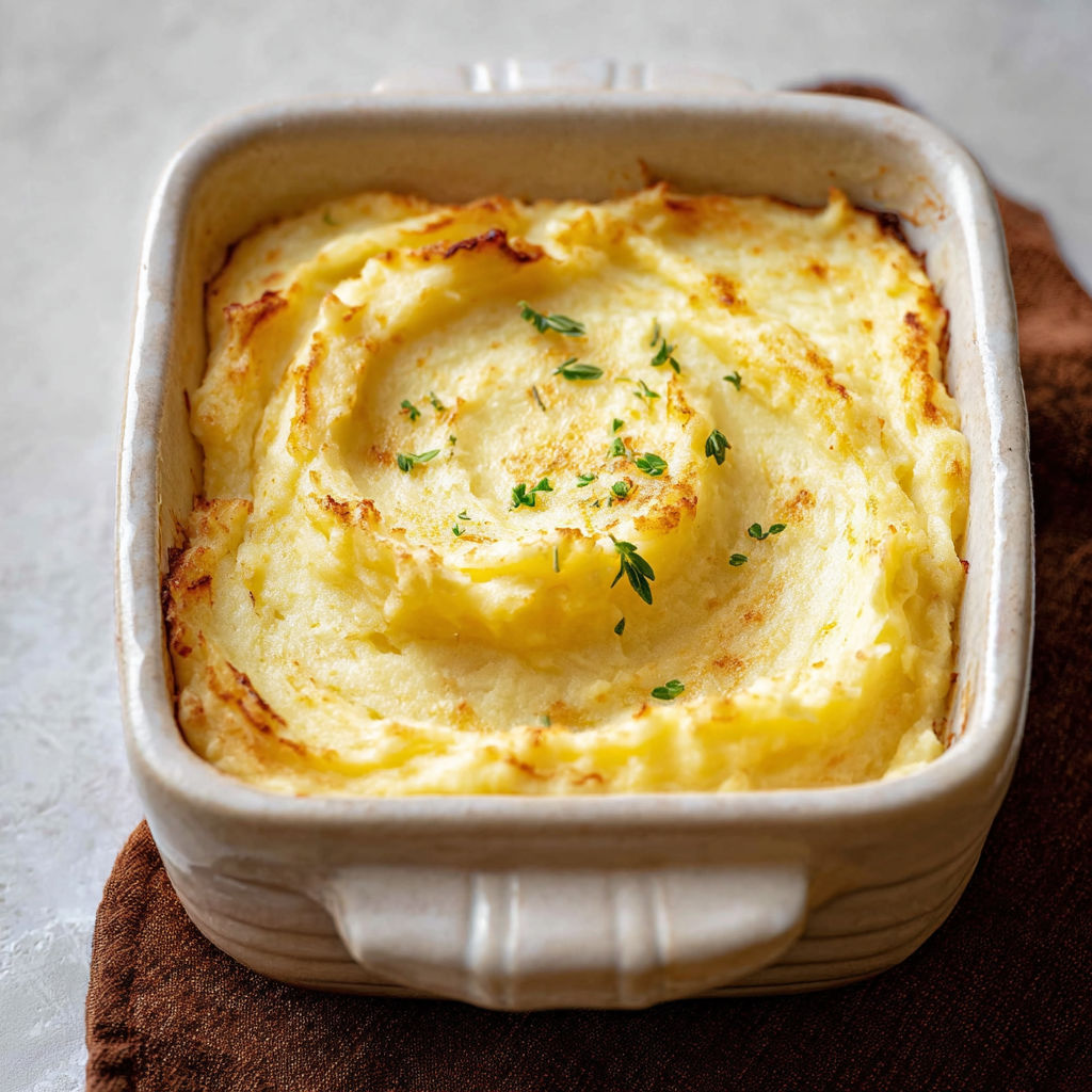 A white bowl filled with mashed potatoes.