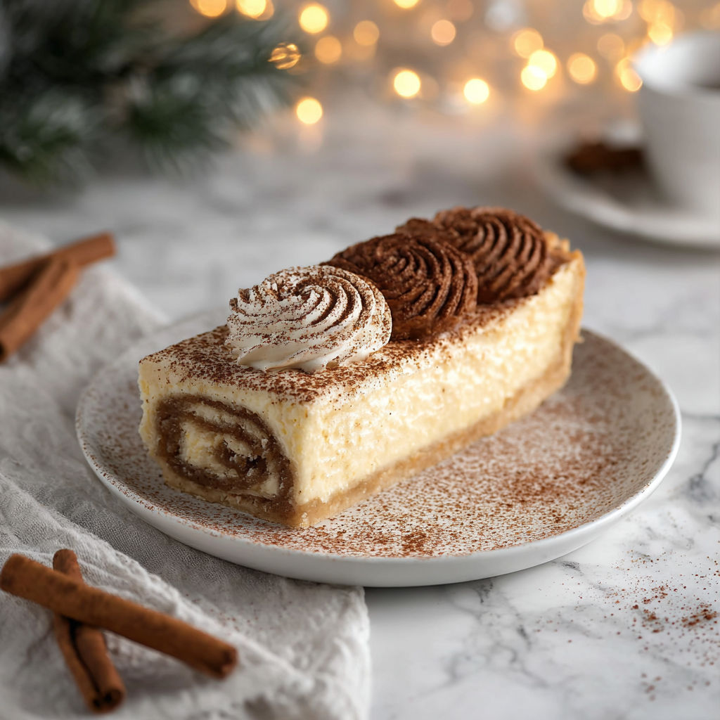 A slice of cake with white frosting and cinnamon sprinkled on top.