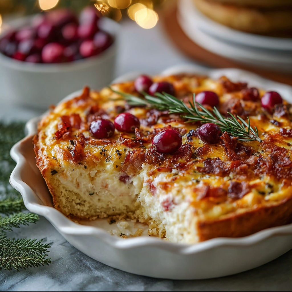 A baked cranberry cream cheese dip in a white bowl.