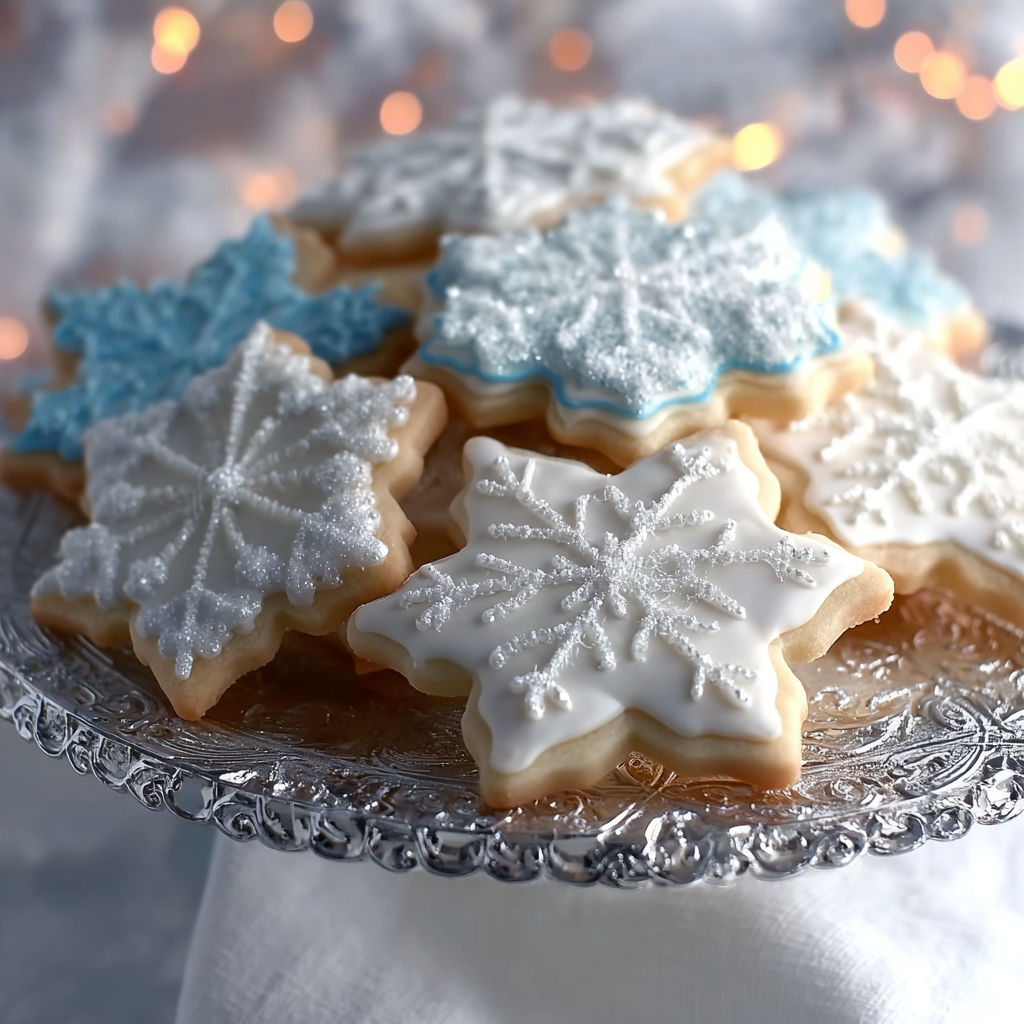 A plate of sugar cookies with white and blue frosting.