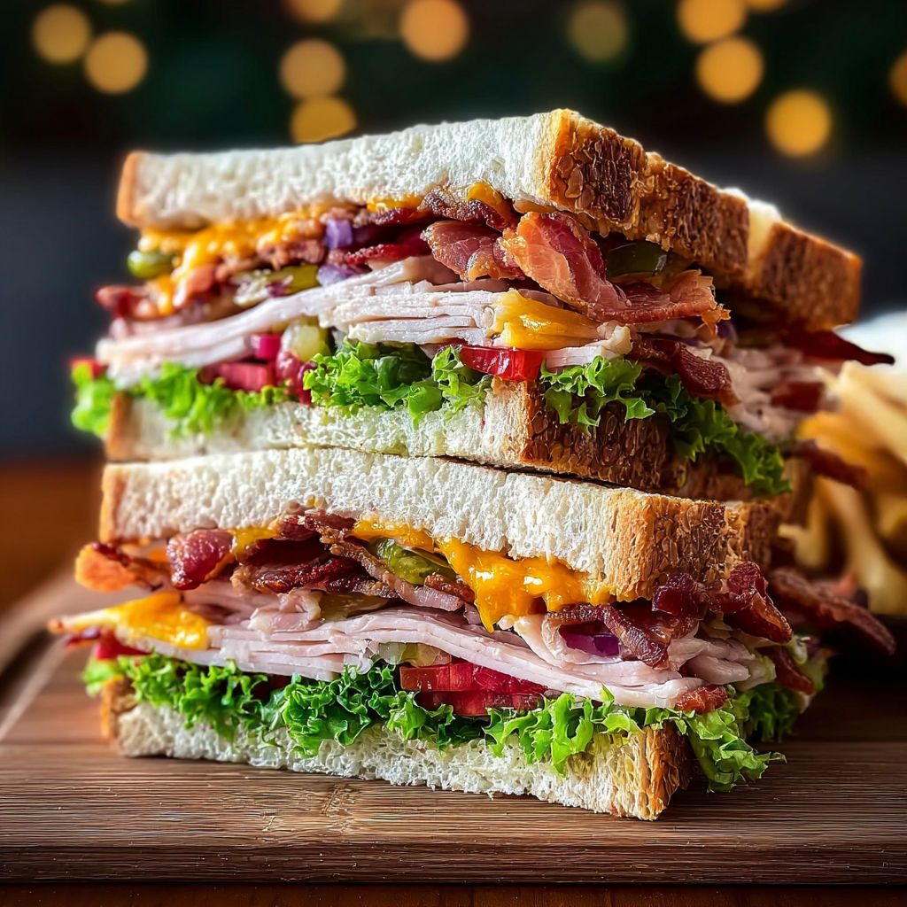 A sandwich with lettuce, tomato, and bacon.