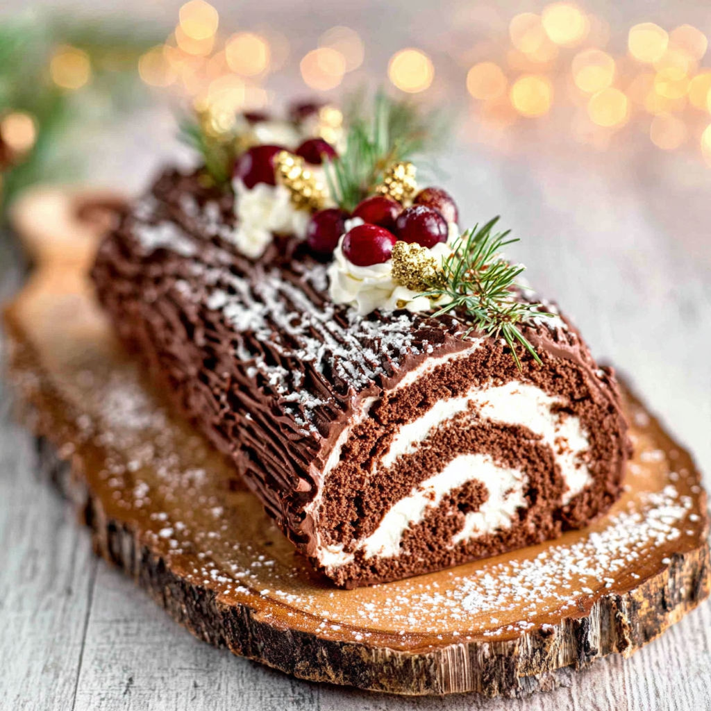 A chocolate cake with white frosting and gold sprinkles.