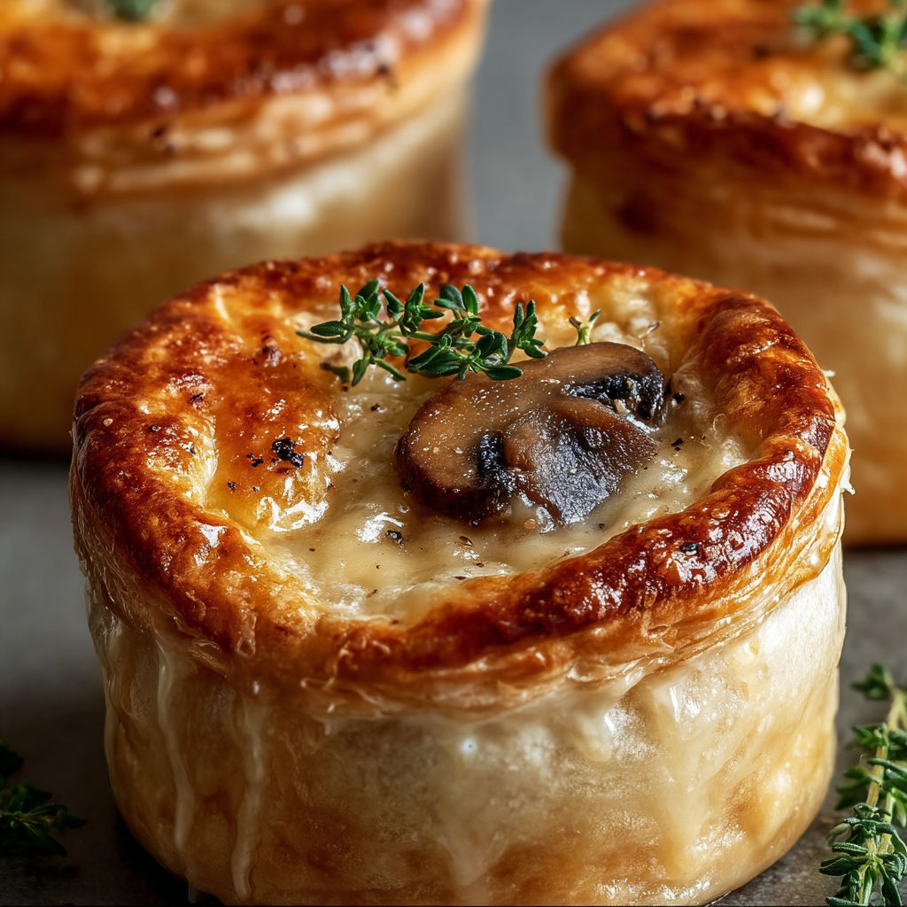 Mini mushroom and gruyere pot pies with thyme are irresistible.