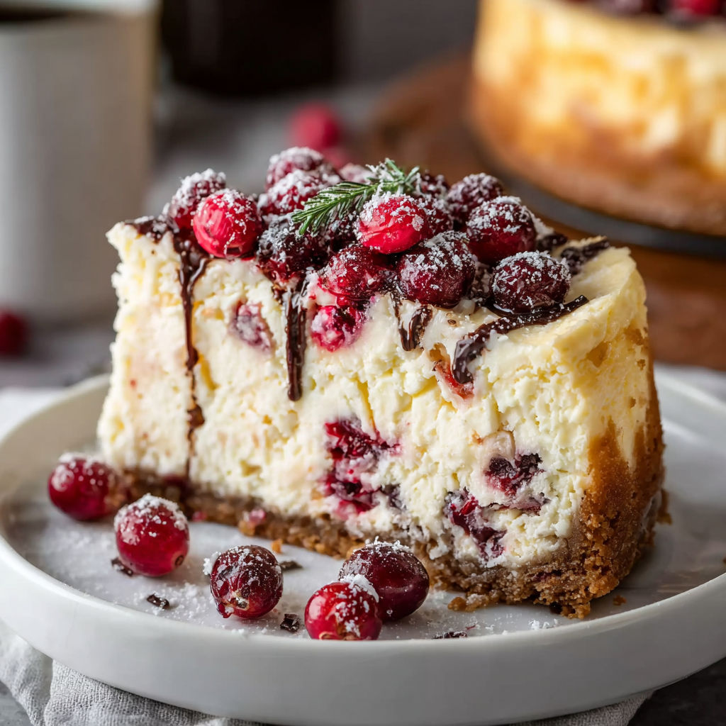A slice of cake with raspberries on top.
