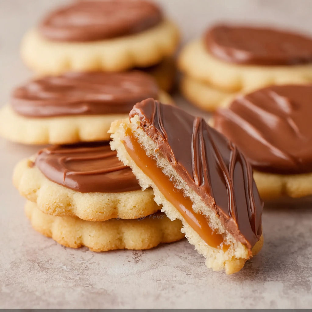 A chocolate cookie with a peanut butter filling.