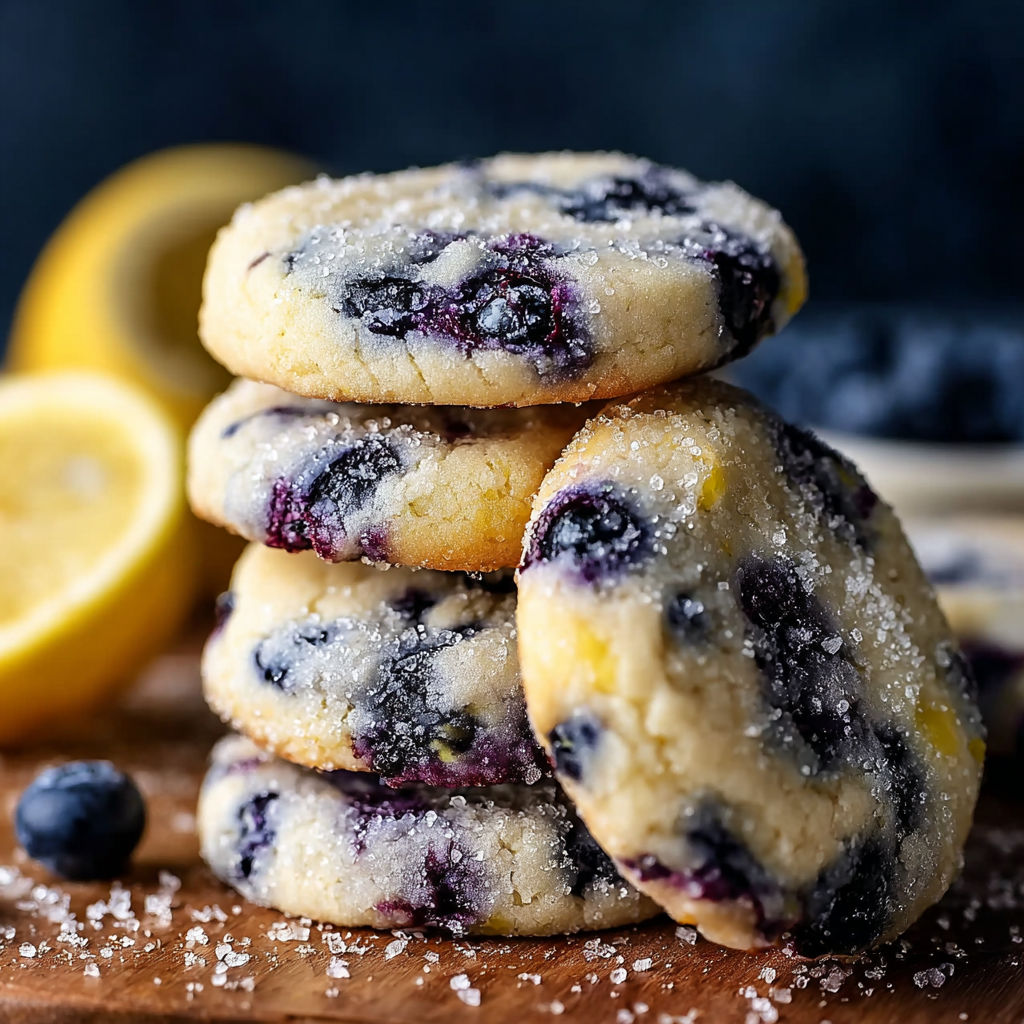 Stack of blueberry cheesecake cookies.
