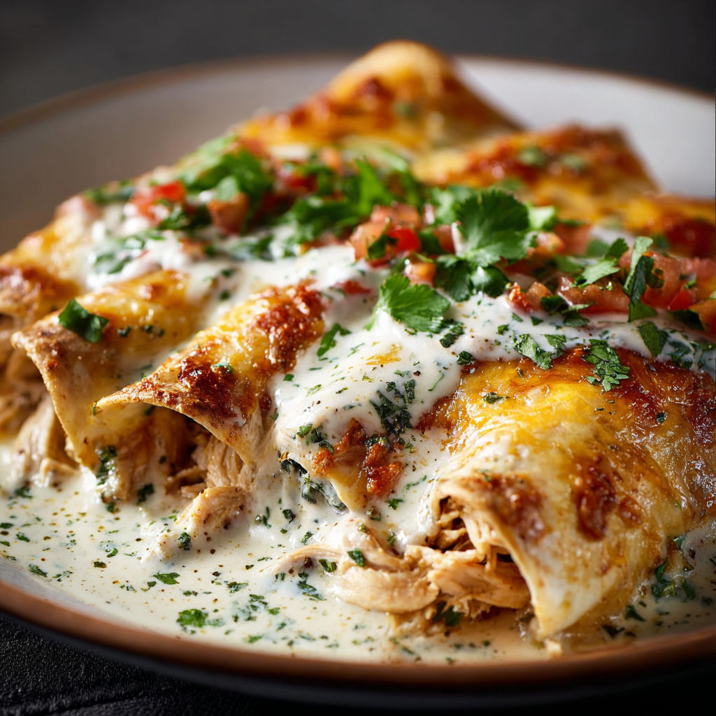 A plate of food with a sauce on top.